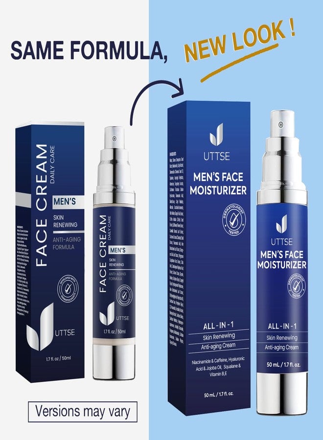 Uttse 6-in-1 Face Cream for Men: Anti Aging & Wrinkle Cream for Men with Collagen, Hyaluronic Acid, Vitamins E & B, Shea Butter - Dark Spots Remover & Eye Bags Treatment - 1.7 oz. - Image 2